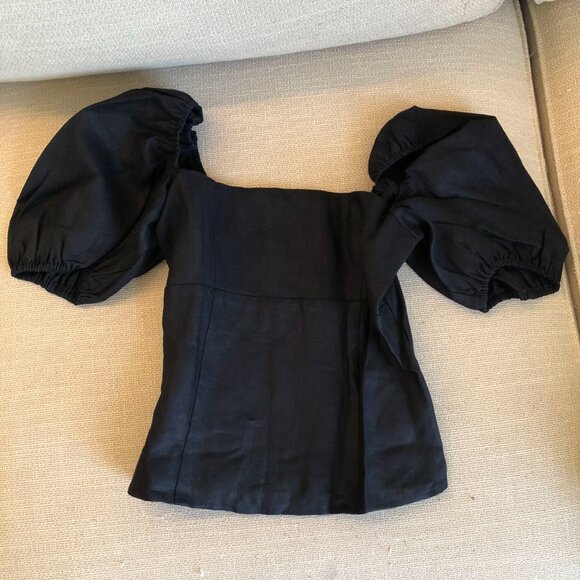 Reformation Arancini Linen Top Sz6 Black - Picture 4 of 8